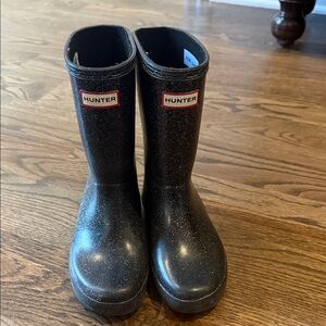 Hunter Black Sparkle Rainboots US size 1